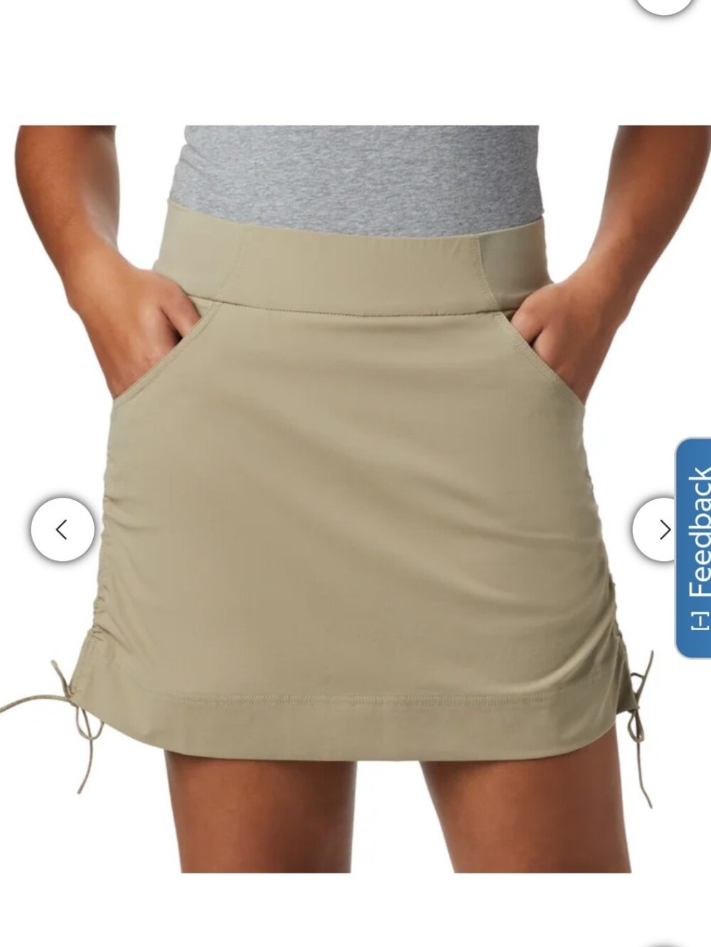 Women’s Mini Skirt with Side Ruching - Light Beige - Picture 5 of 6